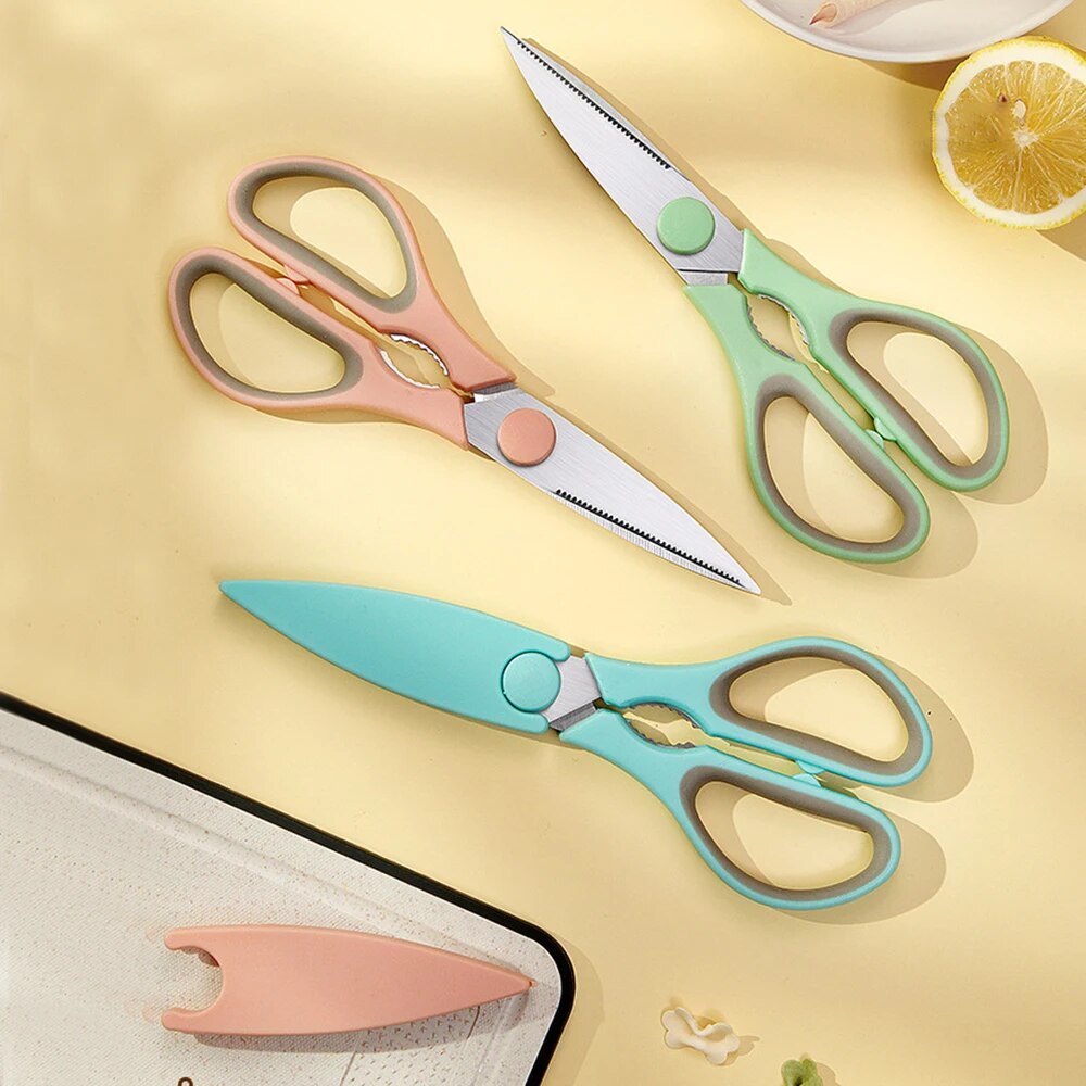 Baby Food Scissors - Roestvrijstalen Huishoudelijke Keukenschaar Dubbelkleurig Plastic Handvat