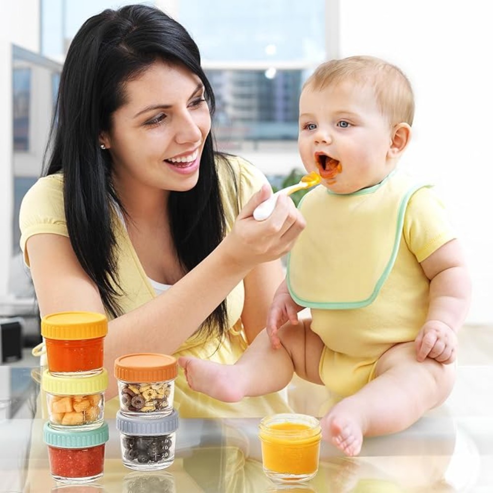 Baby Food Jars With Lids - 6 stuks glazen babyvoedingspotjes, herbruikbaar met