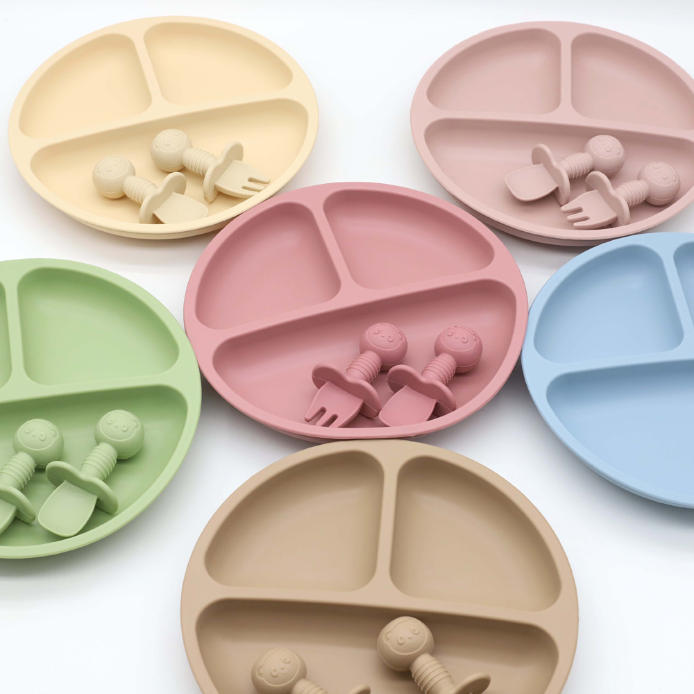 Baby Food Menu - 3-delige baby siliconen servies set, bord